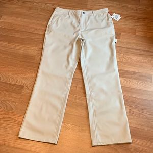 Nordstrom/Open Edit Ivory birch faux leather pants. Size L.